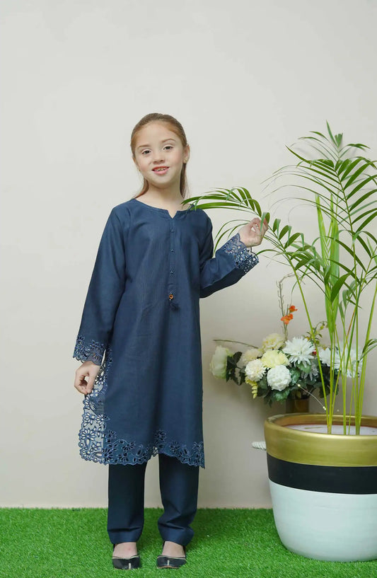 Shanzey Whimsical Winters Embroidered Khaddar Collection - SHK 3101 Navy Blue