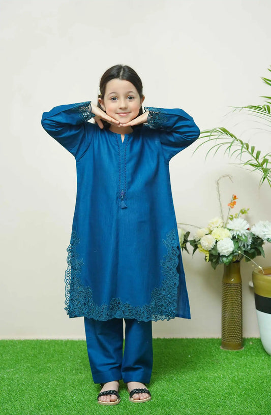 Shanzey Whimsical Winters Embroidered Khaddar Collection - SHK 3107 Teal Blue