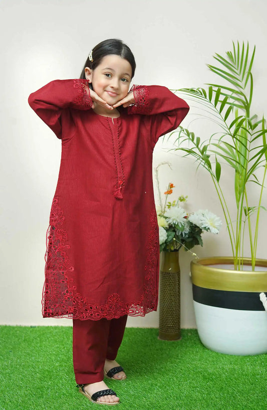 Shanzey Whimsical Winters Embroidered Khaddar Collection - SHK 3108 Maroon