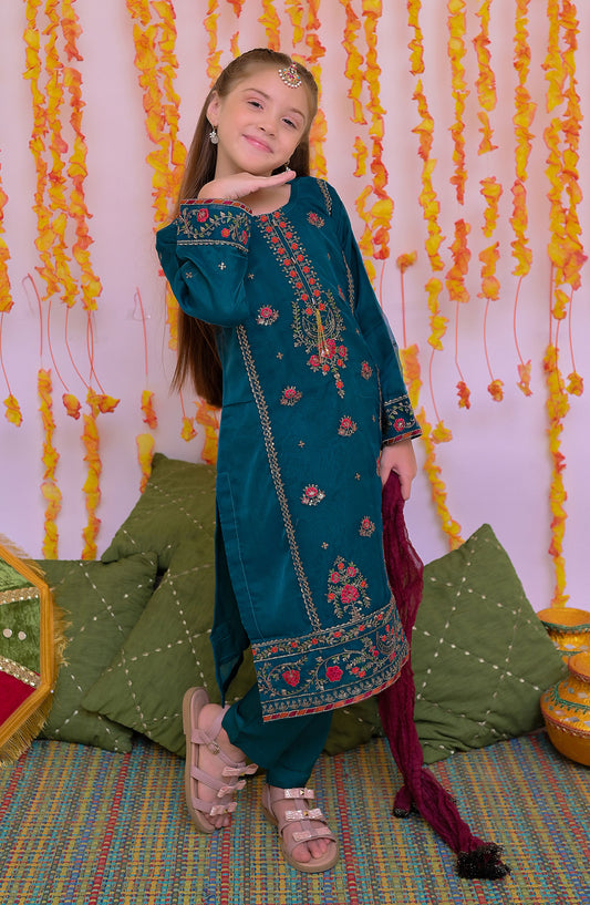 Shanzey Mehendi Magic Formal Pret Collection - SHK 3305 Teal Blue