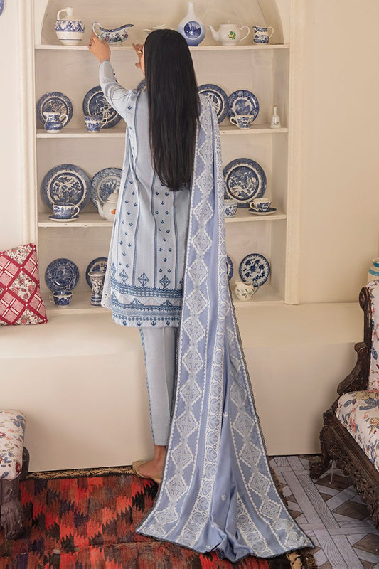 Manzil - Khaddar and Linen Unstitched Collection D- SILVER SHADOW