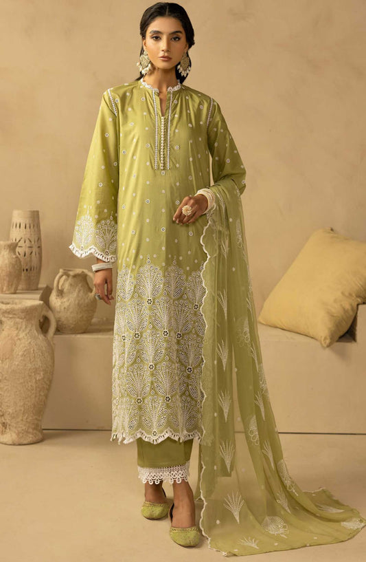 Khoobsurat Chikankari Lawn Unstitched 3 Piece - SK-36 - K25CL - Green - Summer Collection