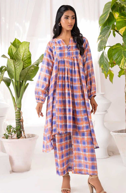 Ayla Studio Printed Swiss Lawn Stitched 2 Piece - Sky Checks - AY25CO2PC - Casual Collection