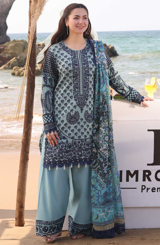 Hania by Serene Embroidered Lawn Unstitched 3 Piece - SL-75 A Parizay - AJR25DL - Grey - Summer Collection