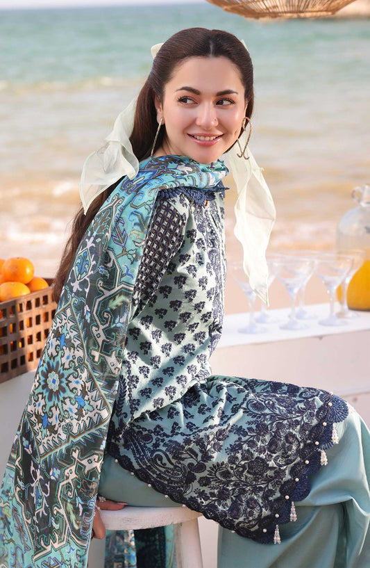 Hania by Serene Embroidered Lawn Unstitched 3 Piece - SL-75 A Parizay - AJR25DL - Grey - Summer Collection