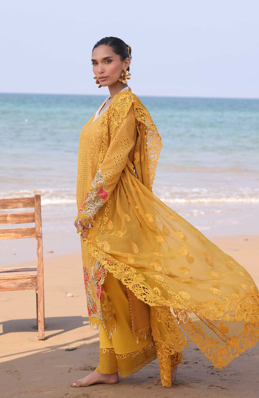 Hania by Serene Embroidered Lawn Unstitched 3 Piece - SL-78 A HAVIA - - Mustard - Summer Collection
