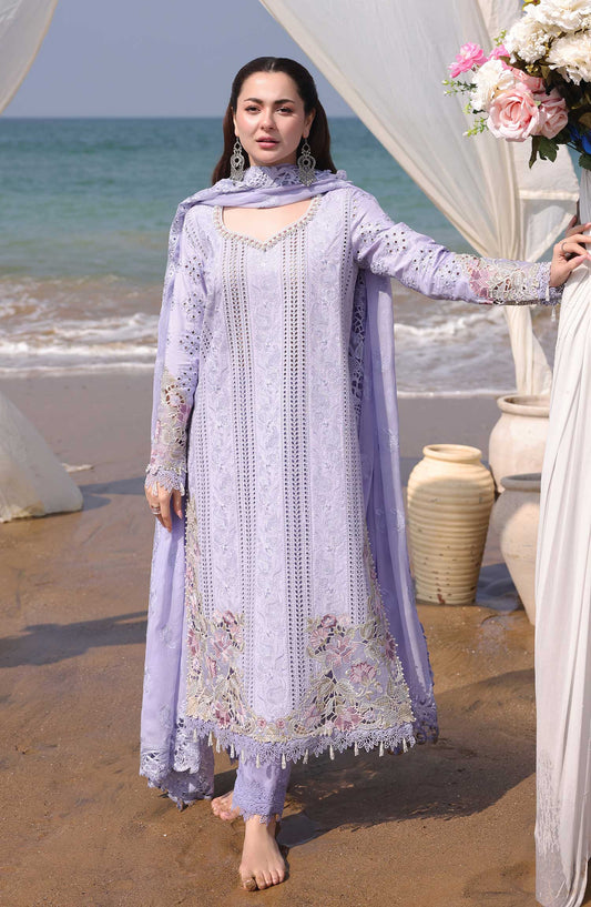 Hania by Serene Embroidered Lawn Unstitched 3 Piece - SL-78 FEEHA - - Purple - Summer Collection