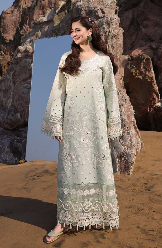 Hania by Serene Embroidered Lawn Unstitched 3 Piece - SL-80 ZIMAL - - Pista Green - Summer Collection