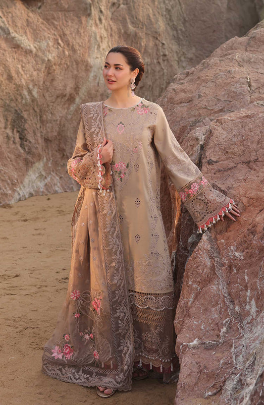 Hania by Serene Embroidered Lawn Unstitched 3 Piece - SL-81 ALYANA - - Brown - Summer Collection