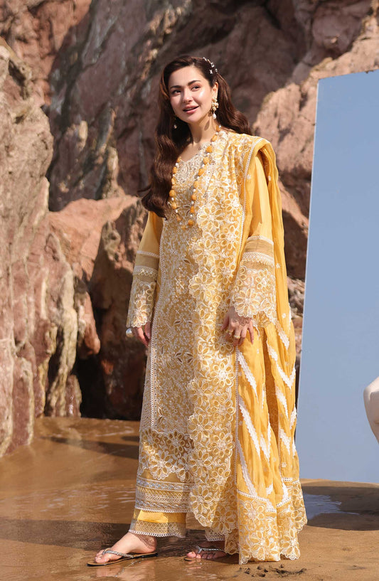 Hania by Serene Embroidered Lawn Unstitched 3 Piece - SL-85 ANAYA - - Yellow - Summer Collection