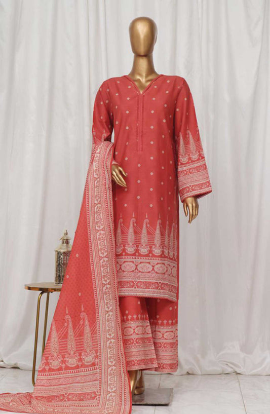 Bin Saeed Printed Lawn Stitched 3 Piece - SM-32 - BS25EL - Poppy Red - Summer Collection