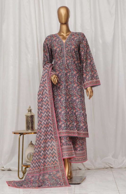 Bin Saeed Printed Lawn Stitched 3 Piece - SM-37 - BS25EL - Grey - Summer Collection