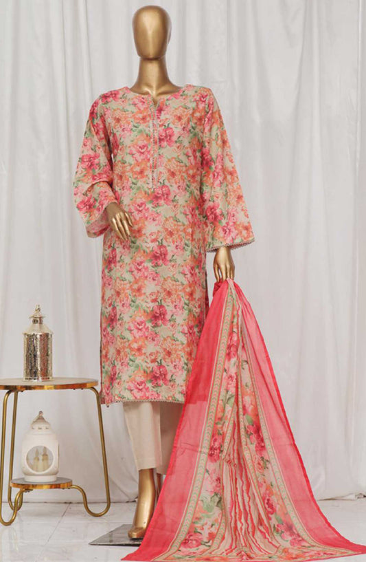 Bin Saeed Printed Lawn Stitched 3 Piece - SM-50 - BS25EL - Beige - Summer Collection
