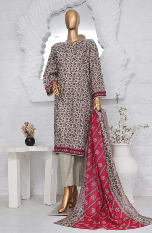 Bin Saeed Printed Lawn Stitched 3 Piece - SM-611 - BS25EL - Grey - Summer Collection