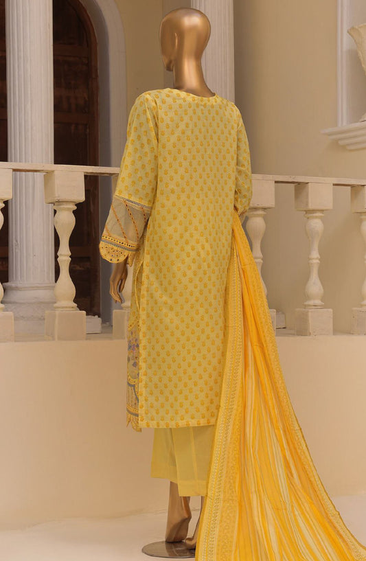 Bin Saeed Embroidered Lawn Stitched 3 Piece Suit - SM-613 - BS25ELCV4 - Yellow - Summer Collection