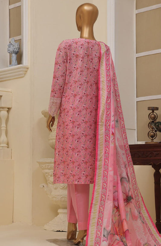 Bin Saeed Embroidered Lawn Stitched 3 Piece Suit - SM-776 - BS25ELCV4 - Pink - Summer Collection