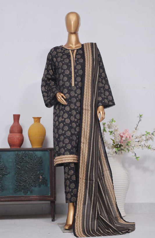 Bin Saeed Printed Lawn Stitched 3 Piece - SM-790 - BS25EL - Black - Summer Collection