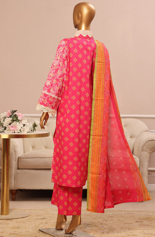 Bin Saeed Embroidered Lawn Stitched 3 Piece Suit - SM-794 - BS25ELCV4 - Pink - Summer Collection