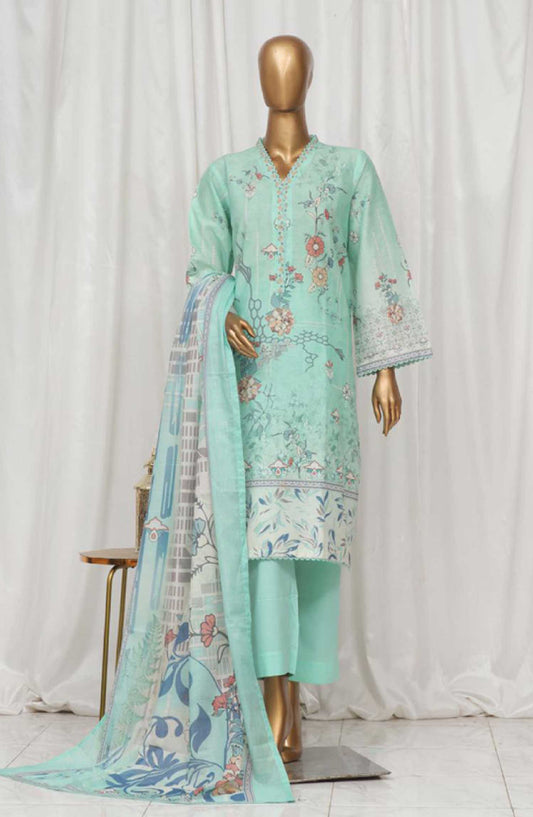 Bin Saeed Printed Lawn Stitched 3 Piece - SM 03 - BS25EL - Blue - Summer Collection