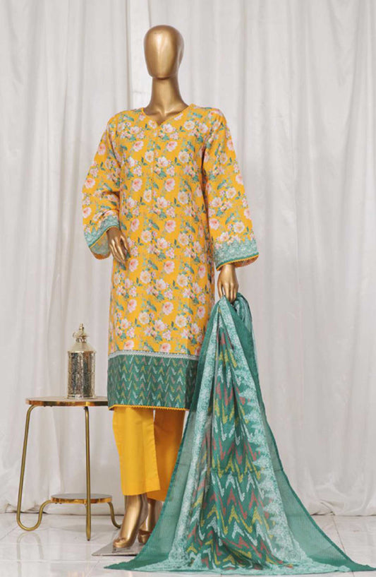 Bin Saeed Printed Lawn Stitched 3 Piece - SM 05 - BS25EL - Yellow - Summer Collection