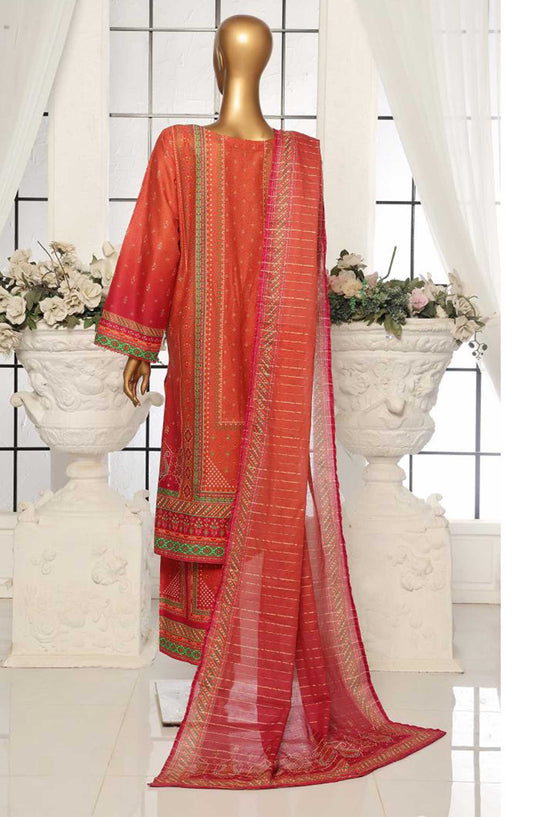 Bin Saeed Printed Lawn Stitched 3 Piece - SM 109 - BS25EL - Aqua - Summer Collection