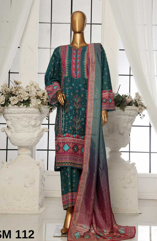 Bin Saeed Printed Lawn Stitched 3 Piece - SM 112 - BS25EL - Blue - Summer Collection