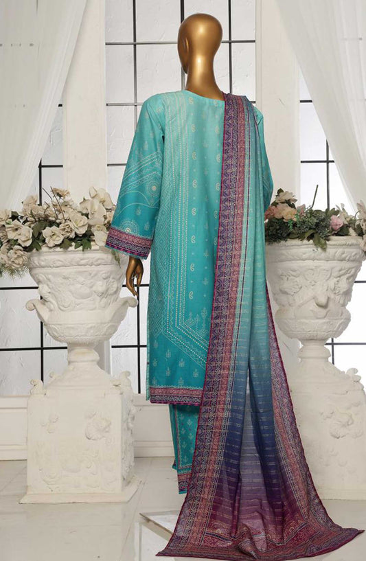 Bin Saeed Printed Lawn Stitched 3 Piece - SM 122 - BS25EL - Dark Grey - Summer Collection