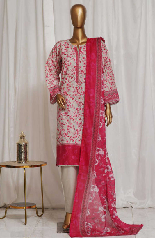 Bin Saeed Printed Lawn Stitched 3 Piece - SM 12 - BS25EL - Grey - Summer Collection