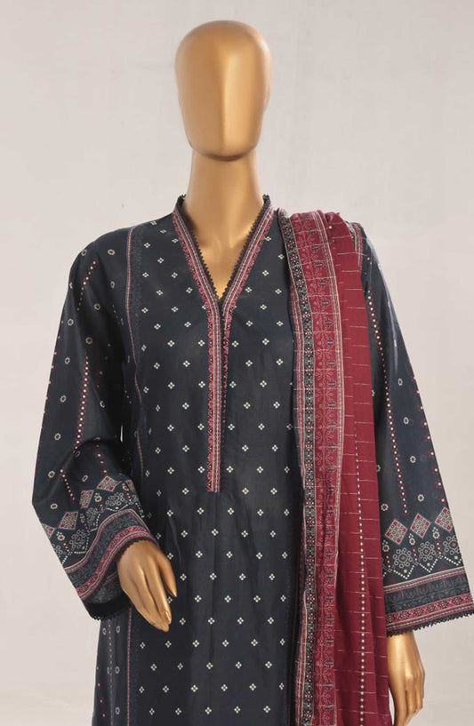 Bin Saeed Printed Lawn Stitched 3 Piece - SM 56 B - BS25EL - Dark Grey - Summer Collection