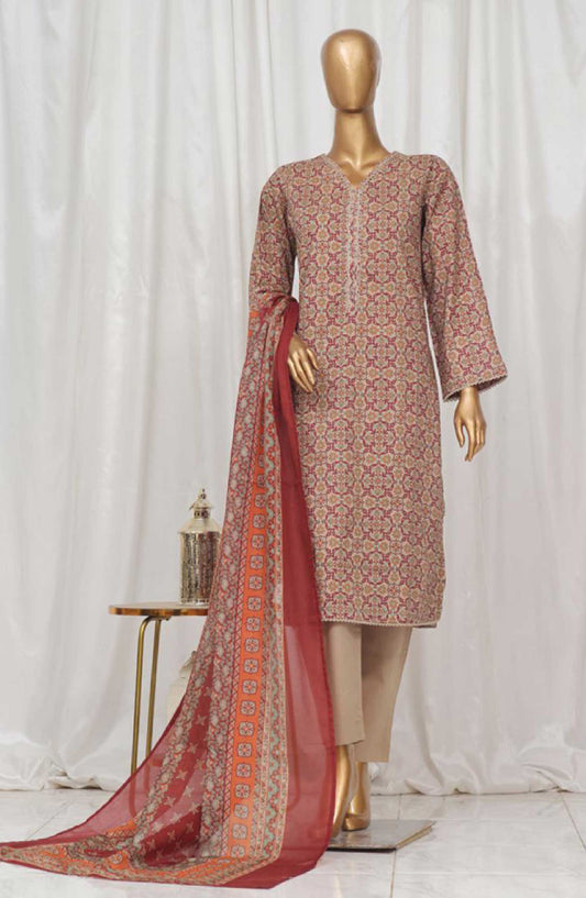 Bin Saeed Printed Lawn Stitched 3 Piece - SM 57 - BS25EL - Brown - Summer Collection