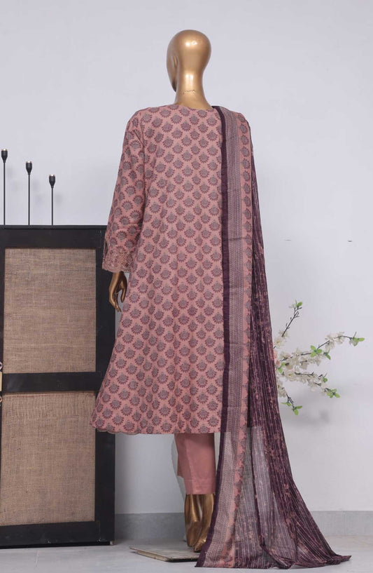 Bin Saeed Embroidered Lawn Frock Stitched 3 Piece - SM 596 - BS25LF - Purple - Summer Collection
