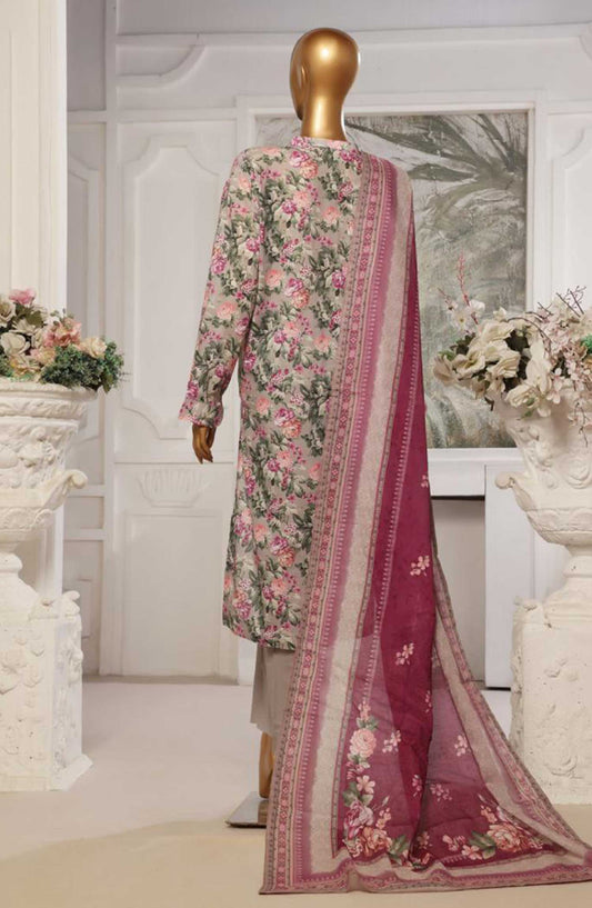 Bin Saeed Printed Lawn Stitched 3 Piece - SM 59 - BS25EL - Grey - Summer Collection
