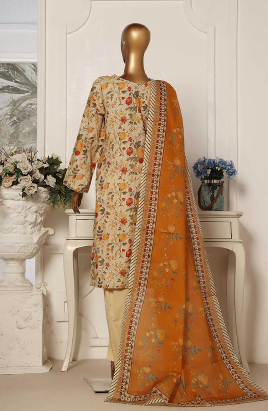 Bin Saeed Printed Lawn Stitched 3 Piece - SM 60 - BS25EL - Biscotti - Summer Collection