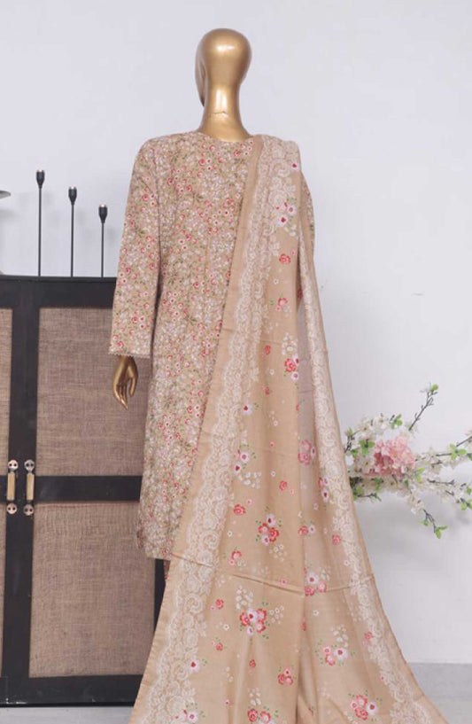 Bin Saeed Printed Lawn Stitched 3 Piece - SM 615 - BS25EL - Fawn - Summer Collection