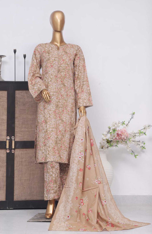 Bin Saeed Printed Lawn Stitched 3 Piece - SM 615 - BS25EL - Fawn - Summer Collection