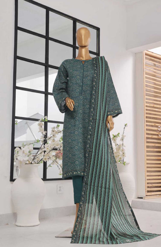 Bin Saeed Printed Lawn Stitched 3 Piece - SM 690 - BS25EL - Red - Summer Collection