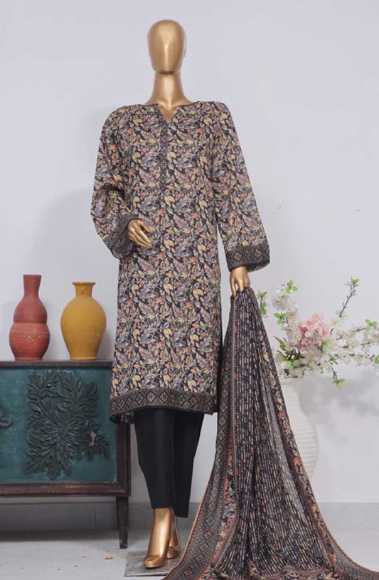 Bin Saeed Printed Lawn Stitched 3 Piece - SM 748 - BS25EL - Brown - Summer Collection