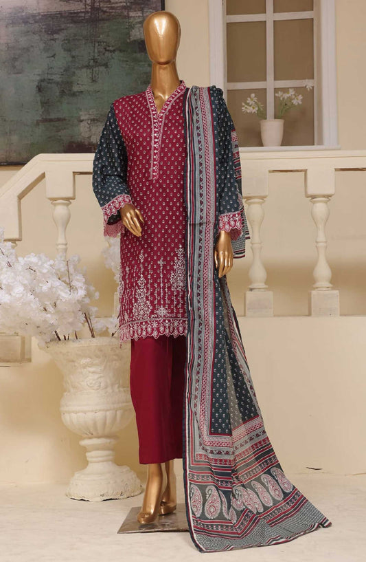 Bin Saeed Embroidered Lawn Stitched 3 Piece - SM 751 - BS25EL - Purple - Summer Collection