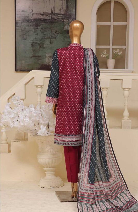 Bin Saeed Embroidered Lawn Stitched 3 Piece - SM 751 - BS25EL - Purple - Summer Collection