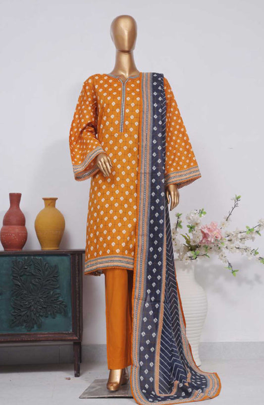 Bin Saeed Printed Lawn Stitched 3 Piece - SM 757 - BS25EL - Yellow - Summer Collection