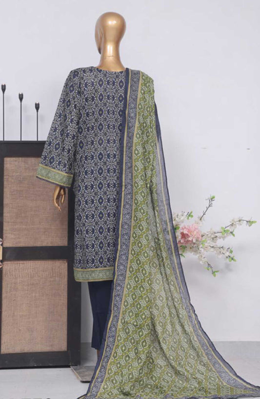 Bin Saeed Printed Lawn Stitched 3 Piece - SM 759 - BS25EL - Blue - Summer Collection