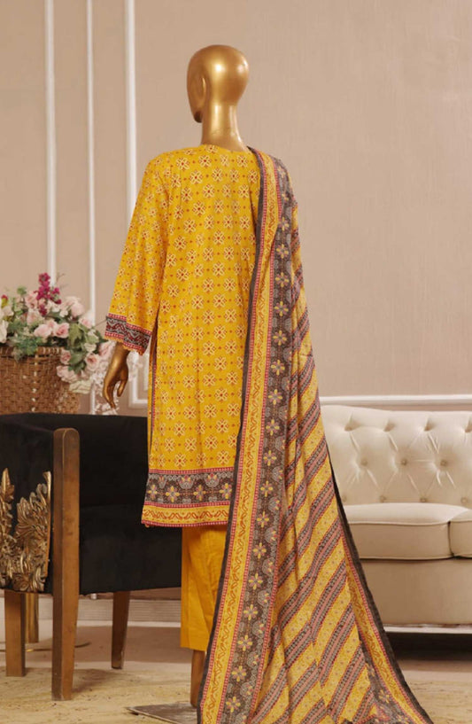Bin Saeed Embroidered Lawn Stitched 3 Piece - SM 762 - BS25EL - Yellow - Summer Collection
