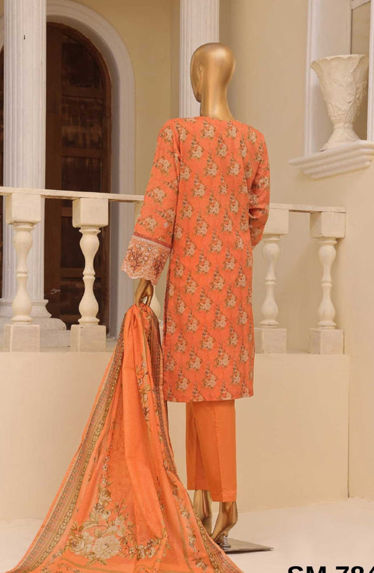 Bin Saeed Embroidered Lawn Stitched 3 Piece - SM 784 - BS25SM - Dark Green - Summer Collection