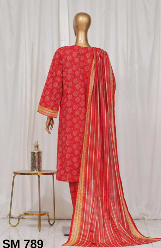 Bin Saeed Printed Lawn Stitched 3 Piece - SM 789 - BS25EL - Summer Collection