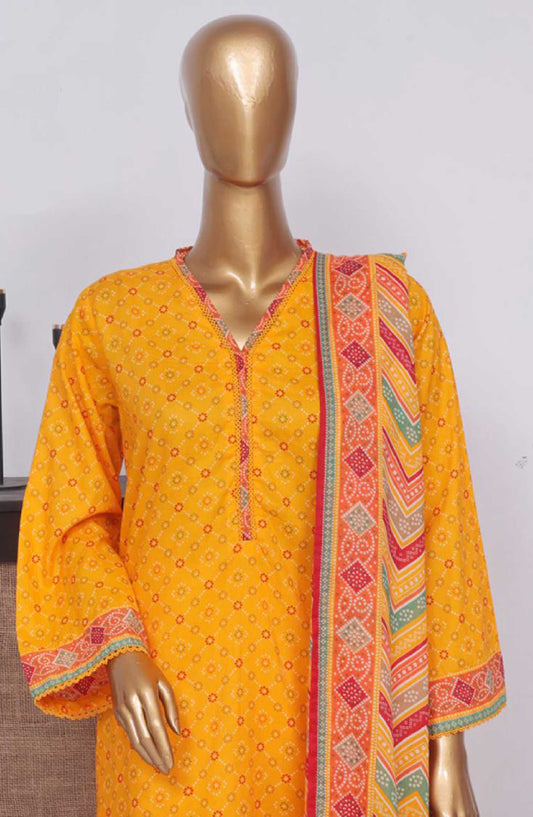 Bin Saeed Printed Lawn Stitched 3 Piece - SM 791 - BS25EL - Yellow - Summer Collection