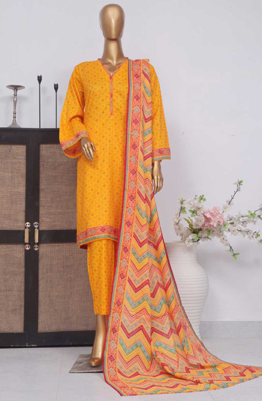 Bin Saeed Printed Lawn Stitched 3 Piece - SM 791 - BS25EL - Yellow - Summer Collection