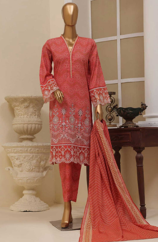 Bin Saeed Embroidered Lawn Stitched 3 Piece - SM 800 - BS25SM - Dark Grey - Summer Collection