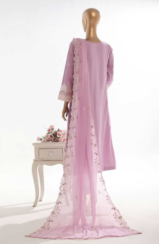 Bin Saeed Embroidered Lawn Stitched 3 Piece Frock - SMK 109B - BS25LF - Greyish Purple - Summer Collection