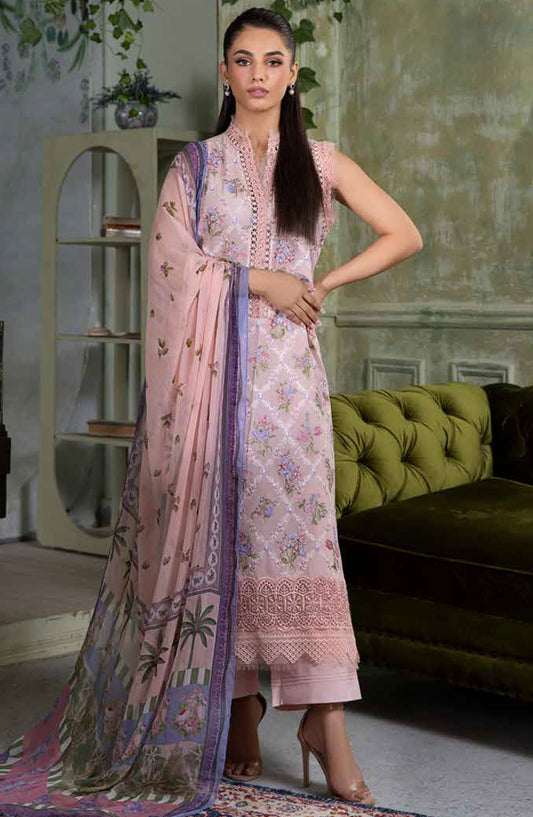 Vital by Sobia Nazir Embroidered Lawn Unstitched 3 Piece Suit - D-10 A - SN25VTV2 - Pink - Summer Collection