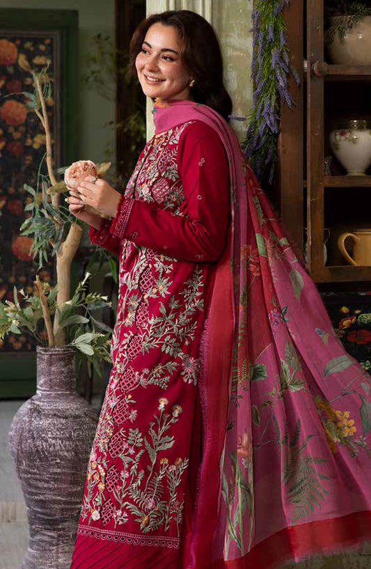 Vital by Sobia Nazir Embroidered Lawn Unstitched 3 Piece Suit - D-09 B - SN25VTV2 - Red - Summer Collection